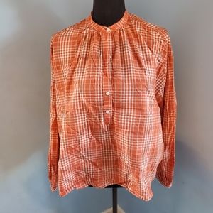 NWT Universal Thread Orange Plaid Blouse